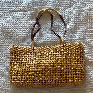 Stylish Tan Woven Tote Bag